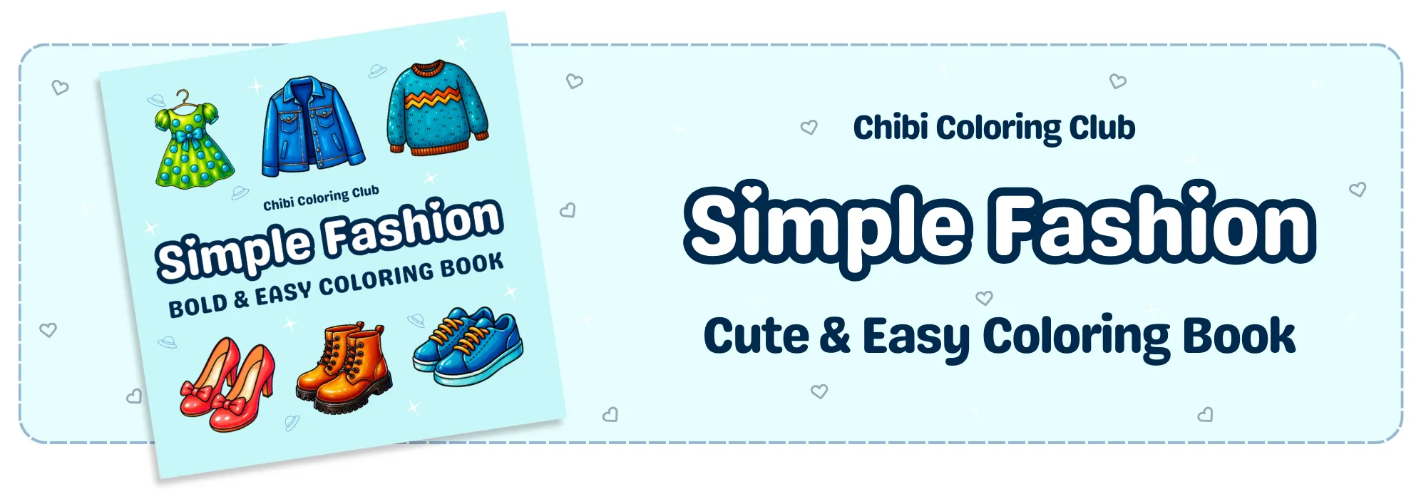 Simple Fashion Chibi Coloring Book Long Banner