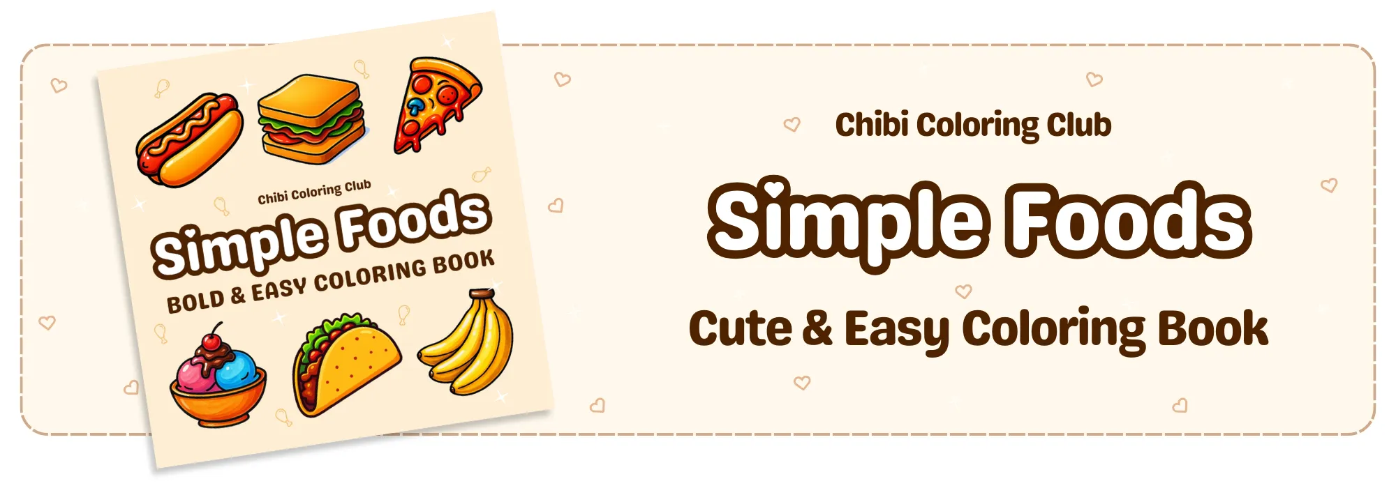 Simple Foods Chibi Coloring Book Long Banner