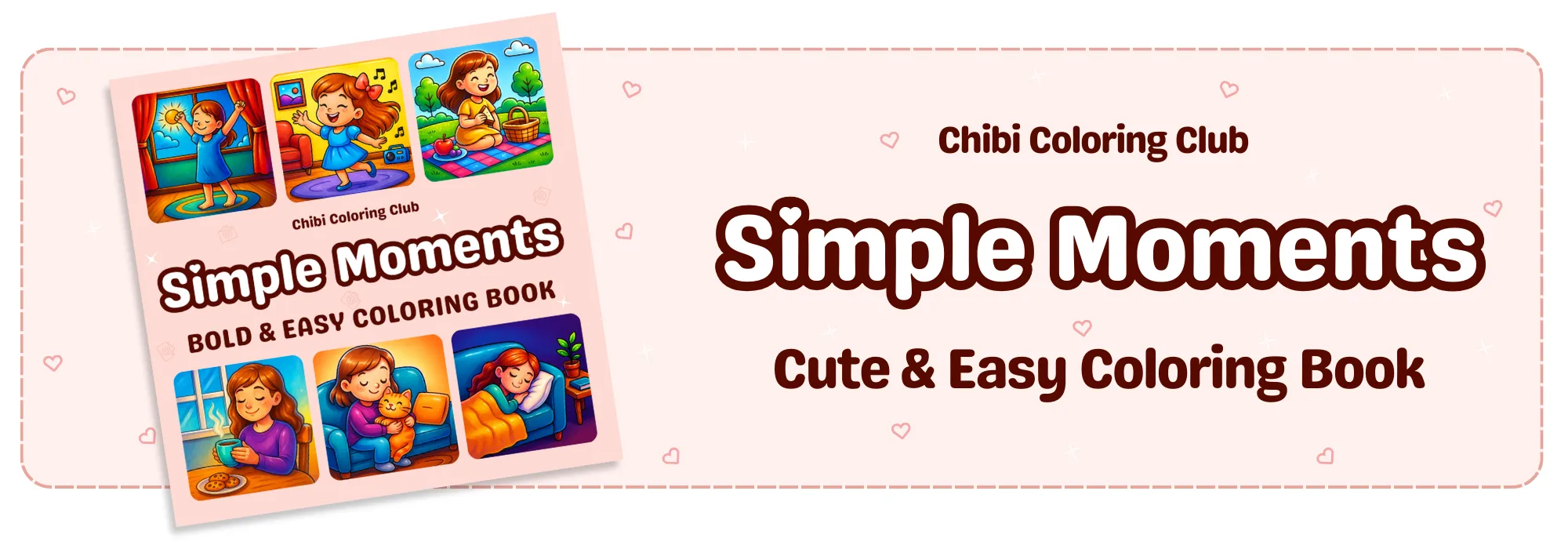 Simple Moments Chibi Coloring Book Long Banner