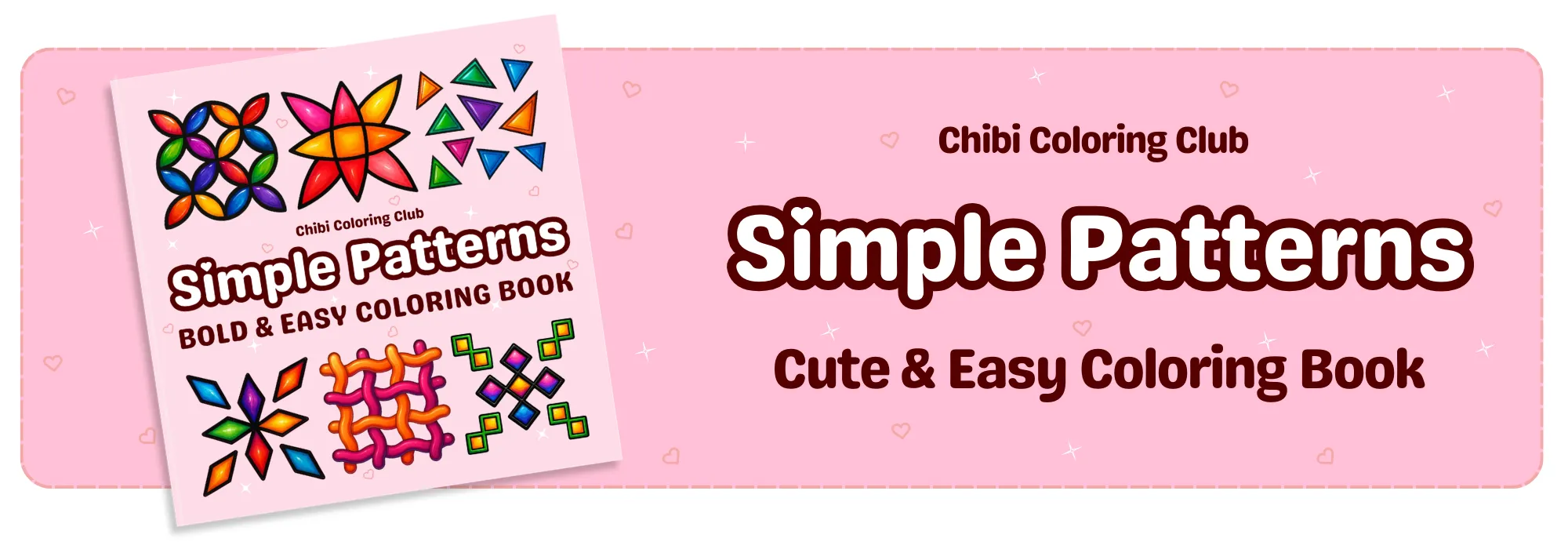 Simple Patterns Chibi Coloring Book Long Banner