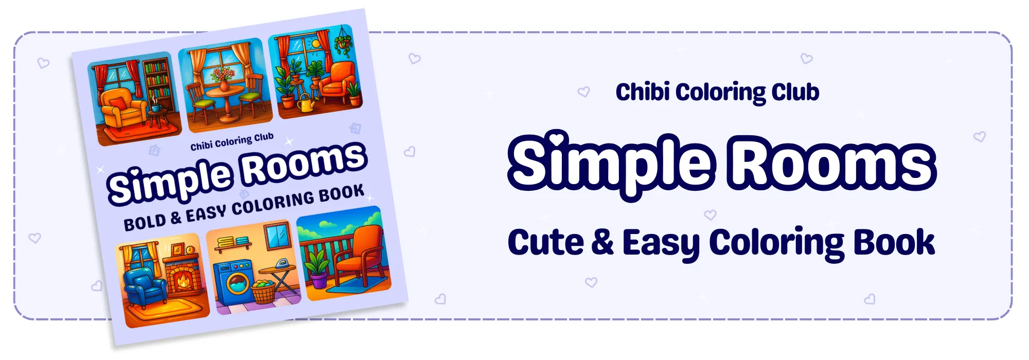 Simple Rooms Chibi Coloring Book Long Banner