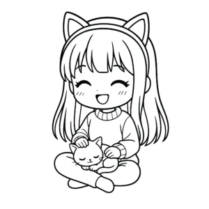 Chibi Girls Coloring Book Free Page