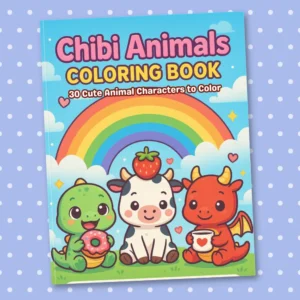 Chibi Animals Coloring Book: 30 Cute and Unique Kawaii Creatures to Color – Fun, Relaxing, and Perfect for Kids, Teens, and Adults