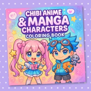 Chibi Anime Characters Coloring Book: A Fun and Relaxing Coloring Book With 50 Cute Characters – Perfect for Kids, Teens, and Adults Who Love Kawaii Fantasy Hero, Wizards, Pirates, and Ninjas