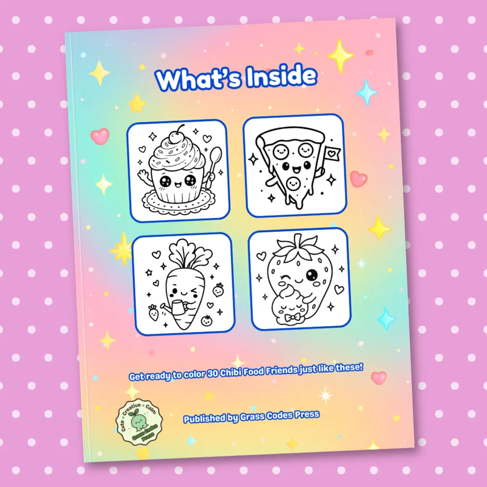 Chibi Food Friends Coloring Book: 30 Kawaii Designs of Cupcakes, Sushi, Donuts, Boba Tea, and More – Fun, Relaxing, and Perfect for All Ages