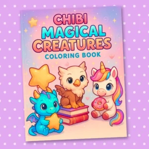Chibi Magical Creatures Coloring Book: 30 Adorable Fantasy Characters to Color – Relaxing and Creative Coloring Pages for Kids, Teens, and Adults