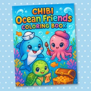 Chibi Ocean Friends Coloring Book: 30 Cute Sea Creatures to Color – Perfect for Kids, Teens, and Ocean-Loving Adults